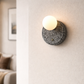 HDC Modern Terrazzo Round Stone Wall Light with Glass Globe For Living Room, Bedroom
