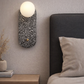 HDC Luxury Textured Stone Finish Wall Light with Opal Globe Shade For Living Room, Bedroom