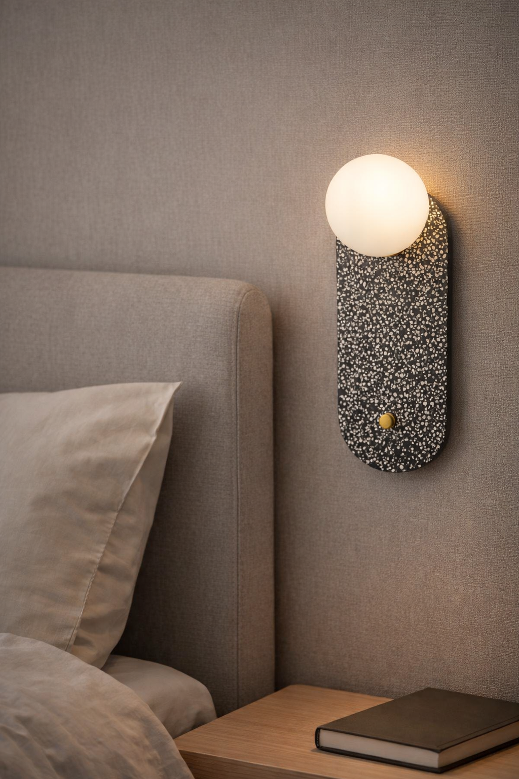 HDC Luxury Textured Stone Finish Wall Light with Opal Globe Shade For Living Room, Bedroom