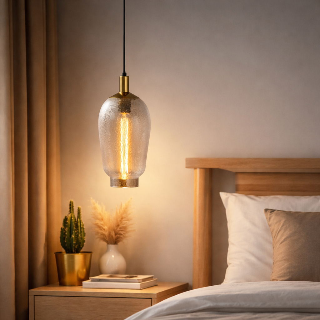 HDC Nordic handblown crater pattern Smoke Glass Pendant Hanging lamp