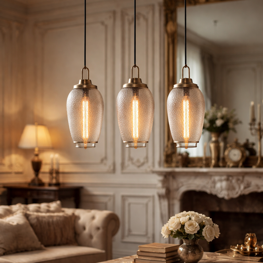 HDC Nordic handblown crater pattern Smoke Glass Pendant Hanging lamp