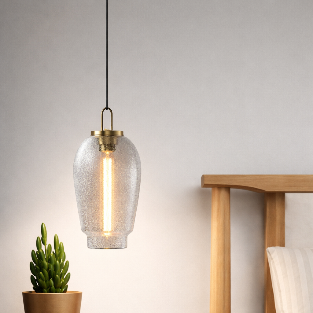 HDC Nordic handblown crater pattern Smoke Glass Pendant Hanging lamp