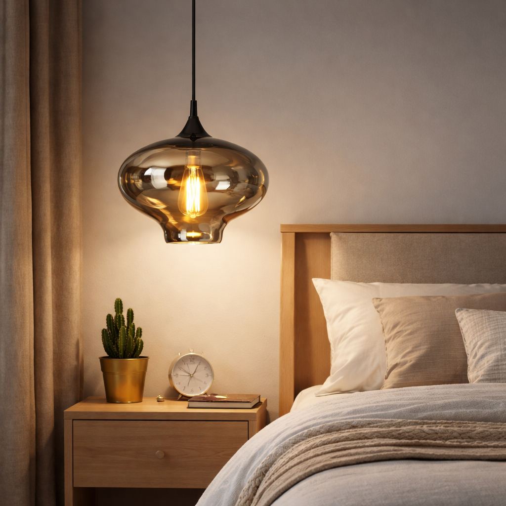 Hdc 1 Light Smokey Grey Glass Pendant Lighting Fixture