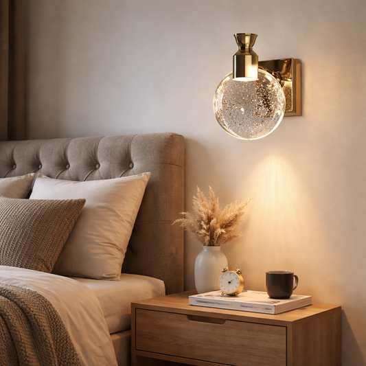 Hdc 12 Watts Crystal Gold LED Wall Lamp Bedside Hallway Light