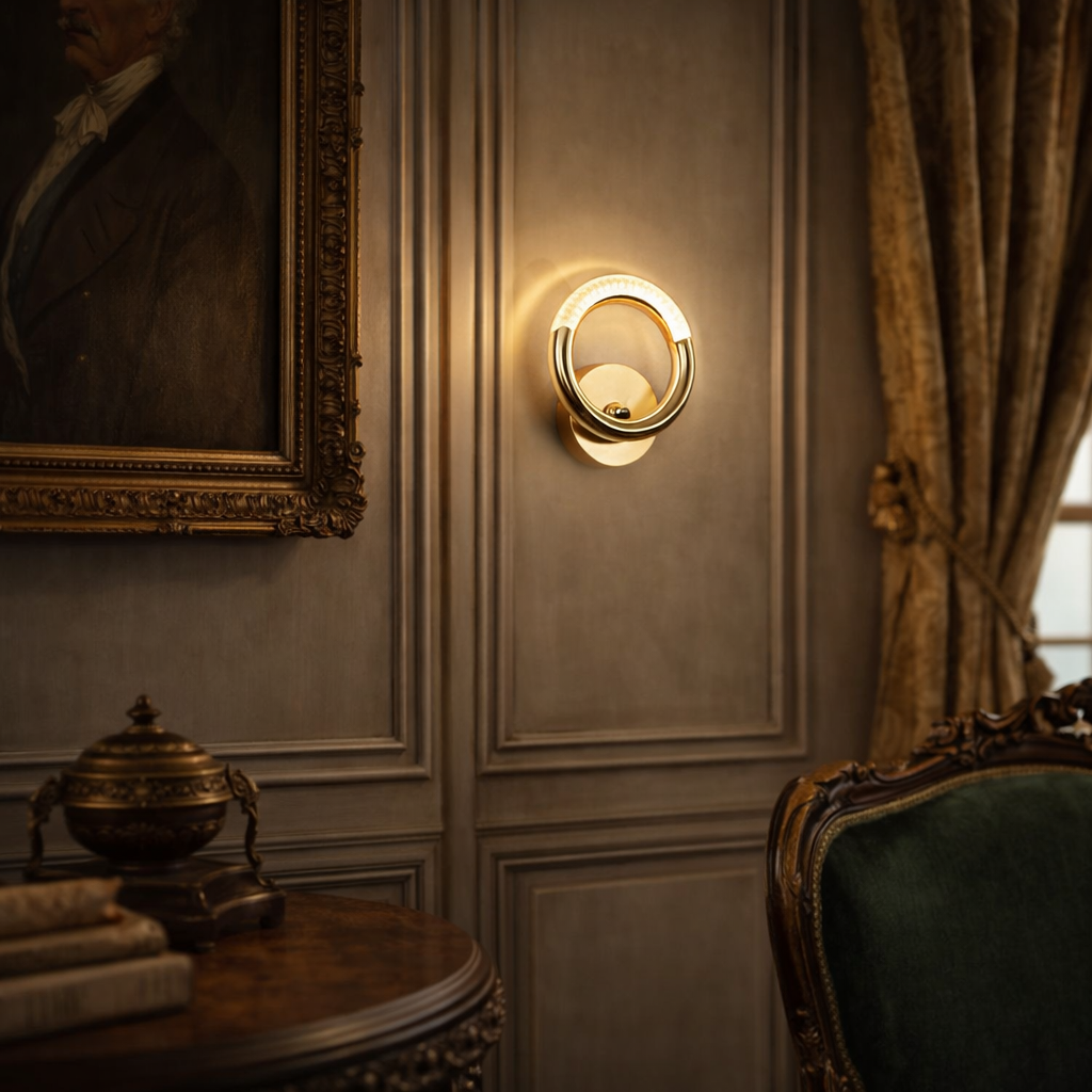 HDC Led Glass Crystal Golden Metal Wall Light - Warm White