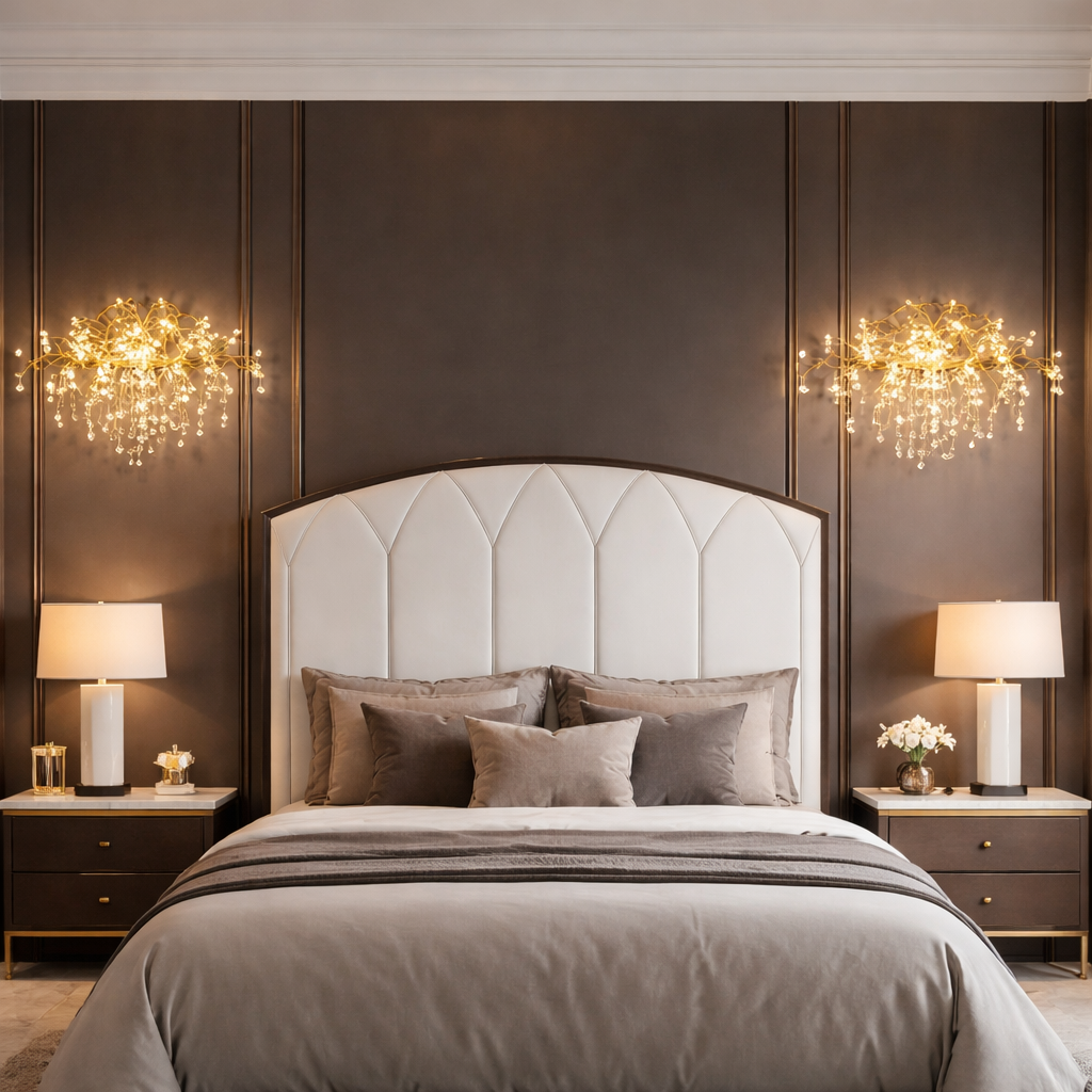 HDC Led Glass Waterdrop Crystal Gold Metal Wall Light - Warm White