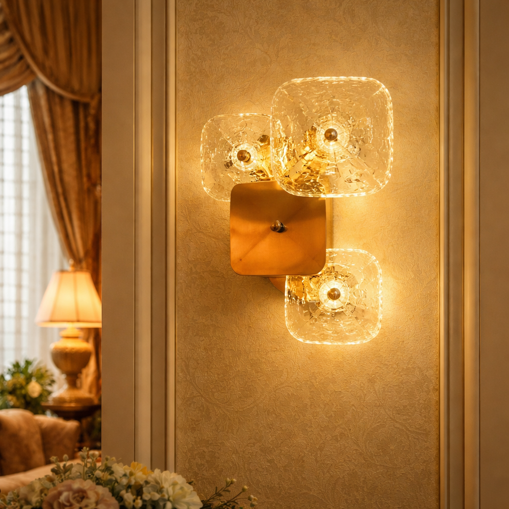 Hdc Modern Led Golden Glass Led Wall Art Lamp - Warm White