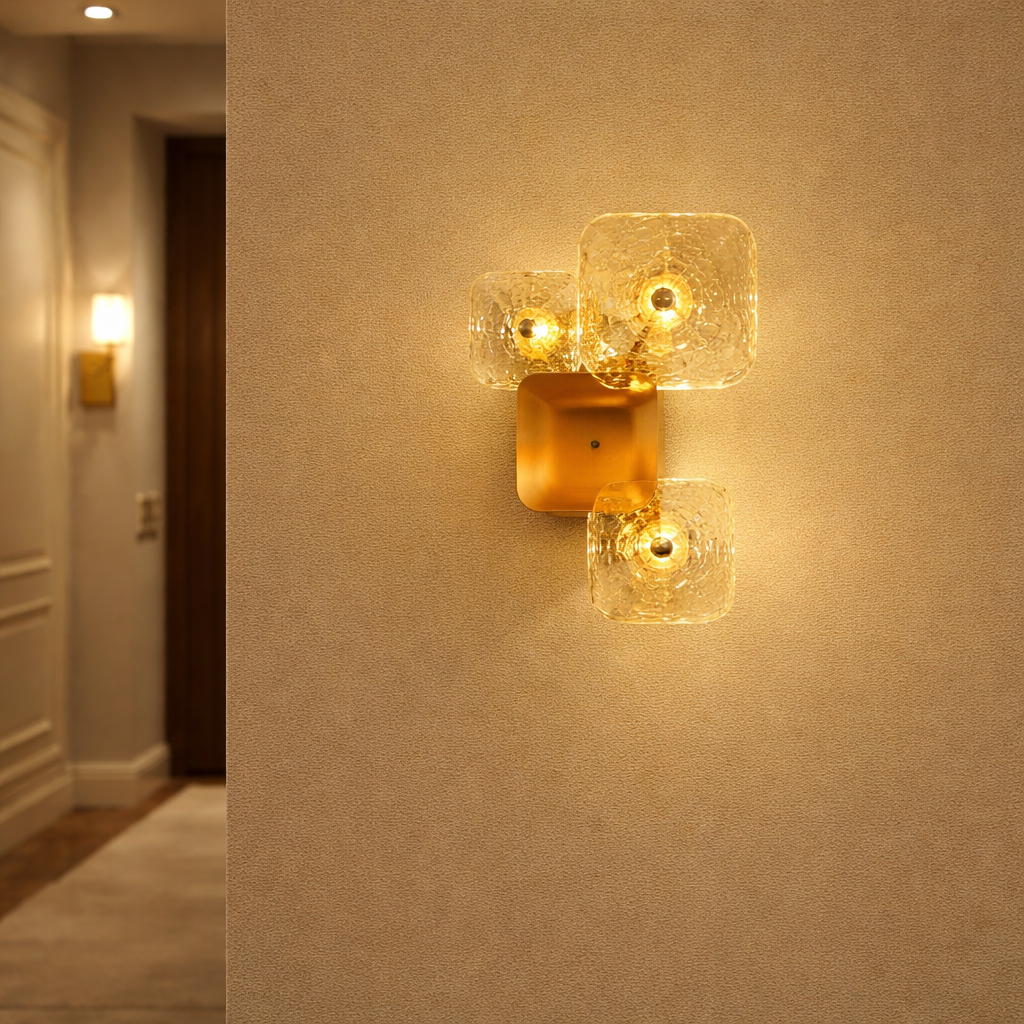 Hdc Modern Led Golden Glass Led Wall Art Lamp - Warm White