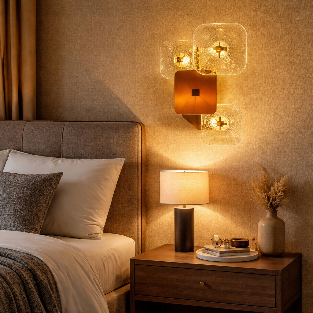 Hdc Modern Led Golden Glass Led Wall Art Lamp - Warm White