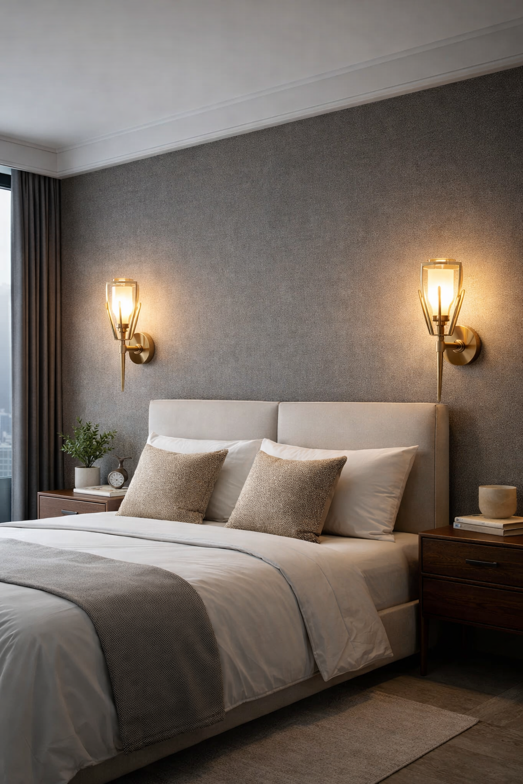 HDC Modern Gold Finish Wall Light with Clear Glass Shade for Living Room, Bedroom & Hall