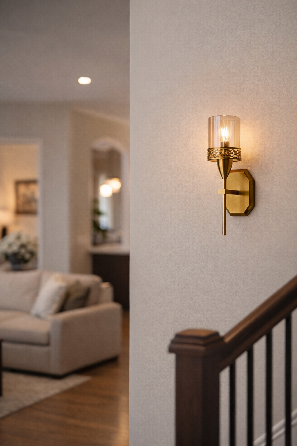 HDC Modern Gold Glass Wall Light for Living Room, Bedroom & Hall