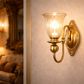 HDC Vintage Brass Finish Wall Light with Glass Shade