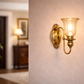 HDC Vintage Brass Finish Wall Light with Glass Shade
