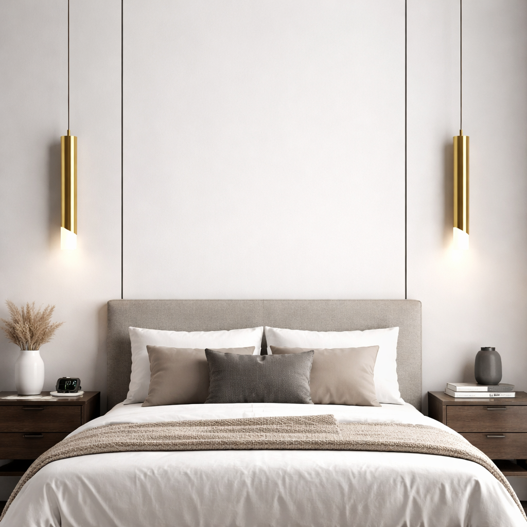 HDC Golden Slim Cylinder LED Pendant Light For Living Room