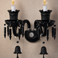 HDC Classic Black Crystal Wall Light with Dual Candle Holders | Luxury Decorative Wall Sconce for Living Room, Bedroom & Heritage Interiors