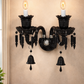 HDC Classic Black Crystal Wall Light with Dual Candle Holders | Luxury Decorative Wall Sconce for Living Room, Bedroom & Heritage Interiors