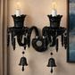 HDC Classic Black Crystal Wall Light with Dual Candle Holders | Luxury Decorative Wall Sconce for Living Room, Bedroom & Heritage Interiors