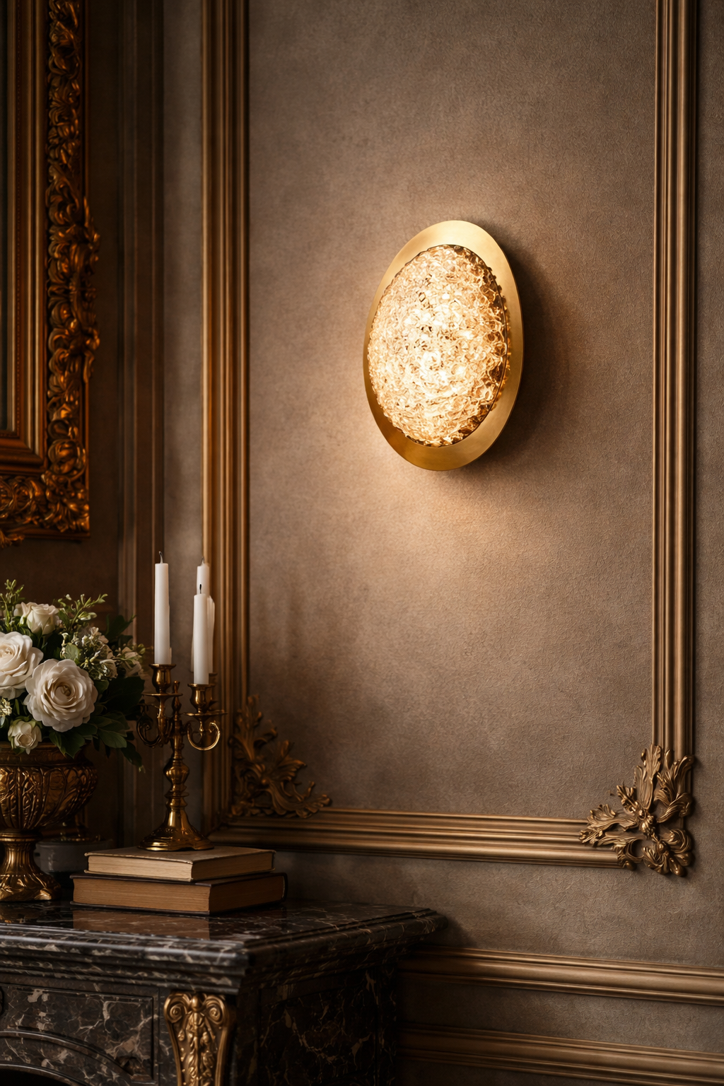 HDC Modern Oval Textured Glass Wall Sconce for Bedroom, Living Room & Hallway