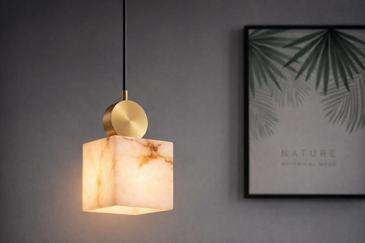 HDC Modern Marble Cube Pendant Light for Living & Dining Spaces