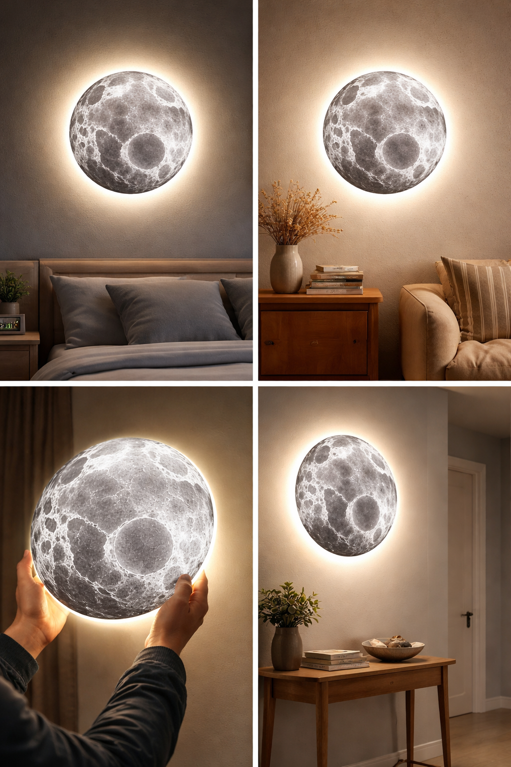 Hdc 330/500mm Modern Simple Darken Moon Bedroom Bedside Wall Lamp
