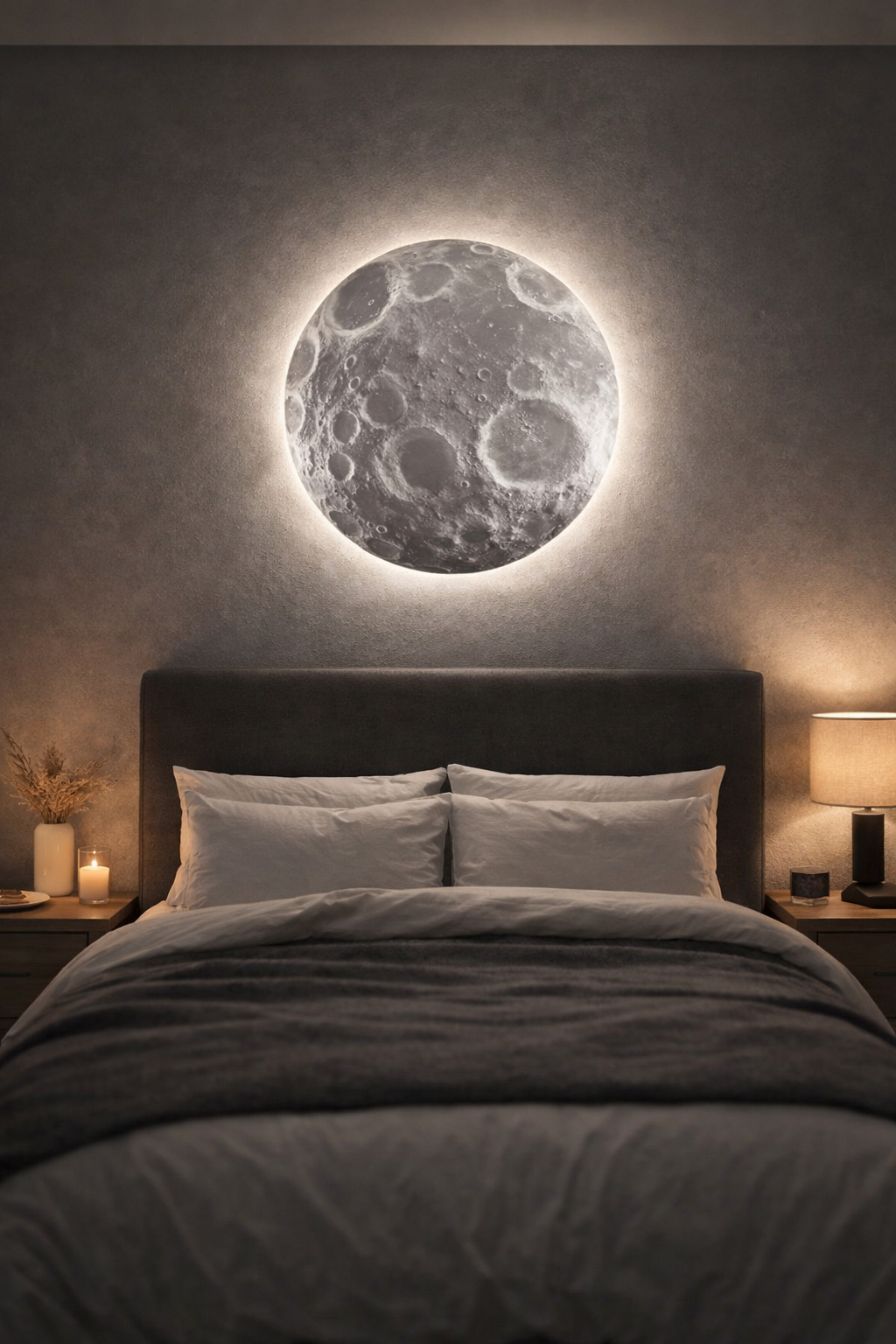 Hdc 330/500mm Modern Simple Darken Moon Bedroom Bedside Wall Lamp