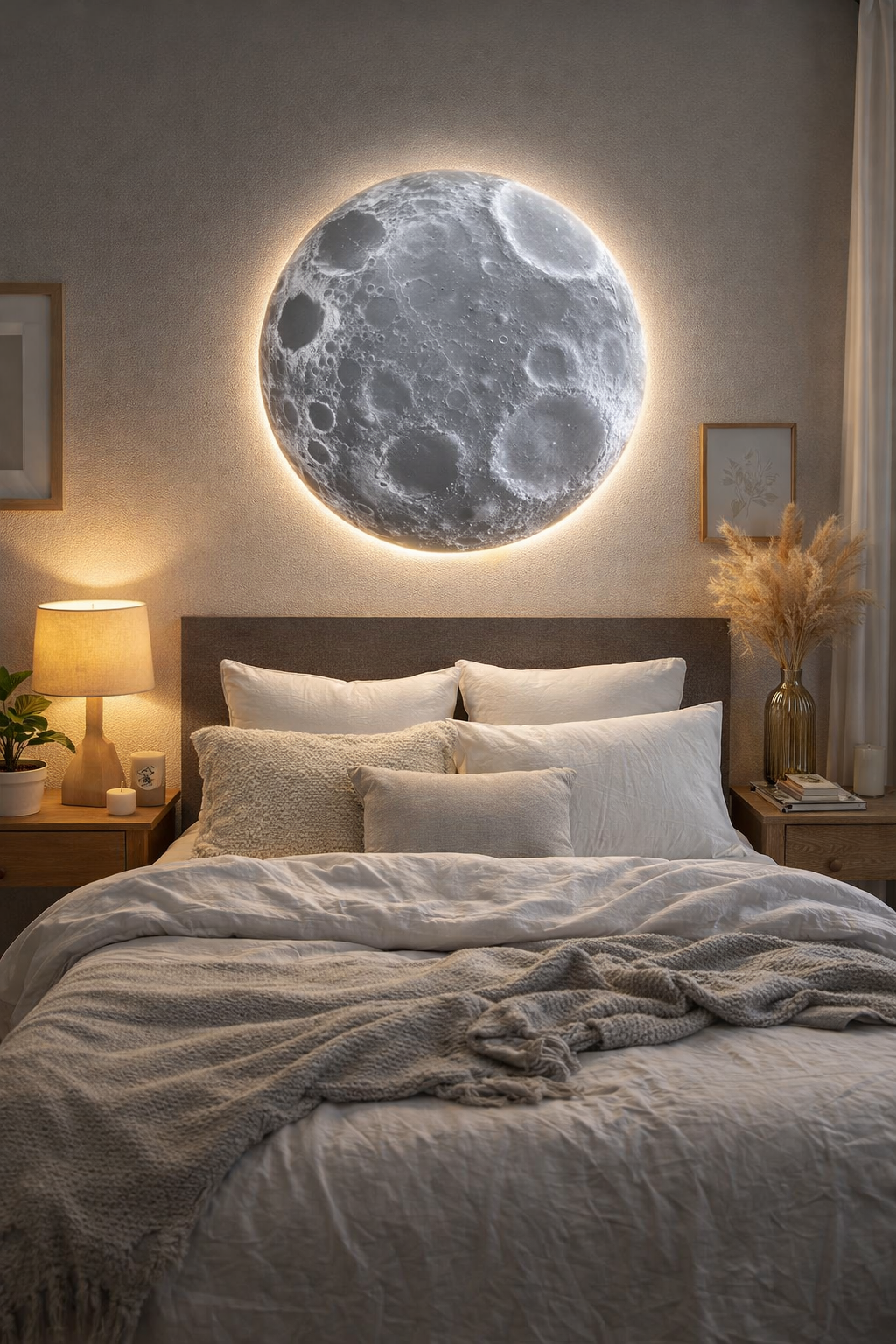 Hdc 330/500mm Modern Simple Darken Moon Bedroom Bedside Wall Lamp