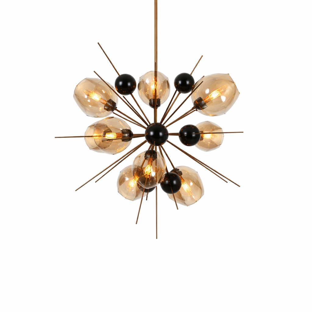 Hdc Sputnik Design Multi-Arm Mid-century Ceiling Chandelier with Gold Finish for Living & Dining Spaces