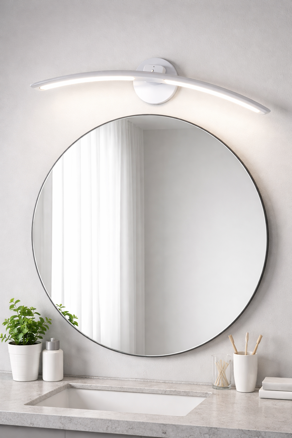 HDC 6W Curve Shape LED Mirror Picture Wall Light, Bathroom Vanity Led Mirror Lamp Light (Warm White)