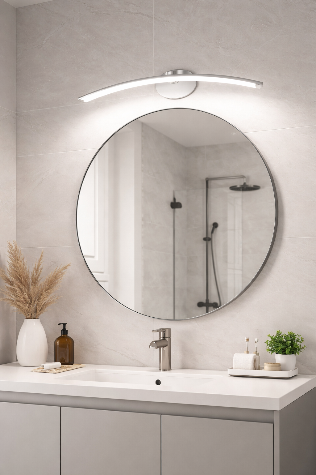 HDC 6W Curve Shape LED Mirror Picture Wall Light, Bathroom Vanity Led Mirror Lamp Light (Warm White)