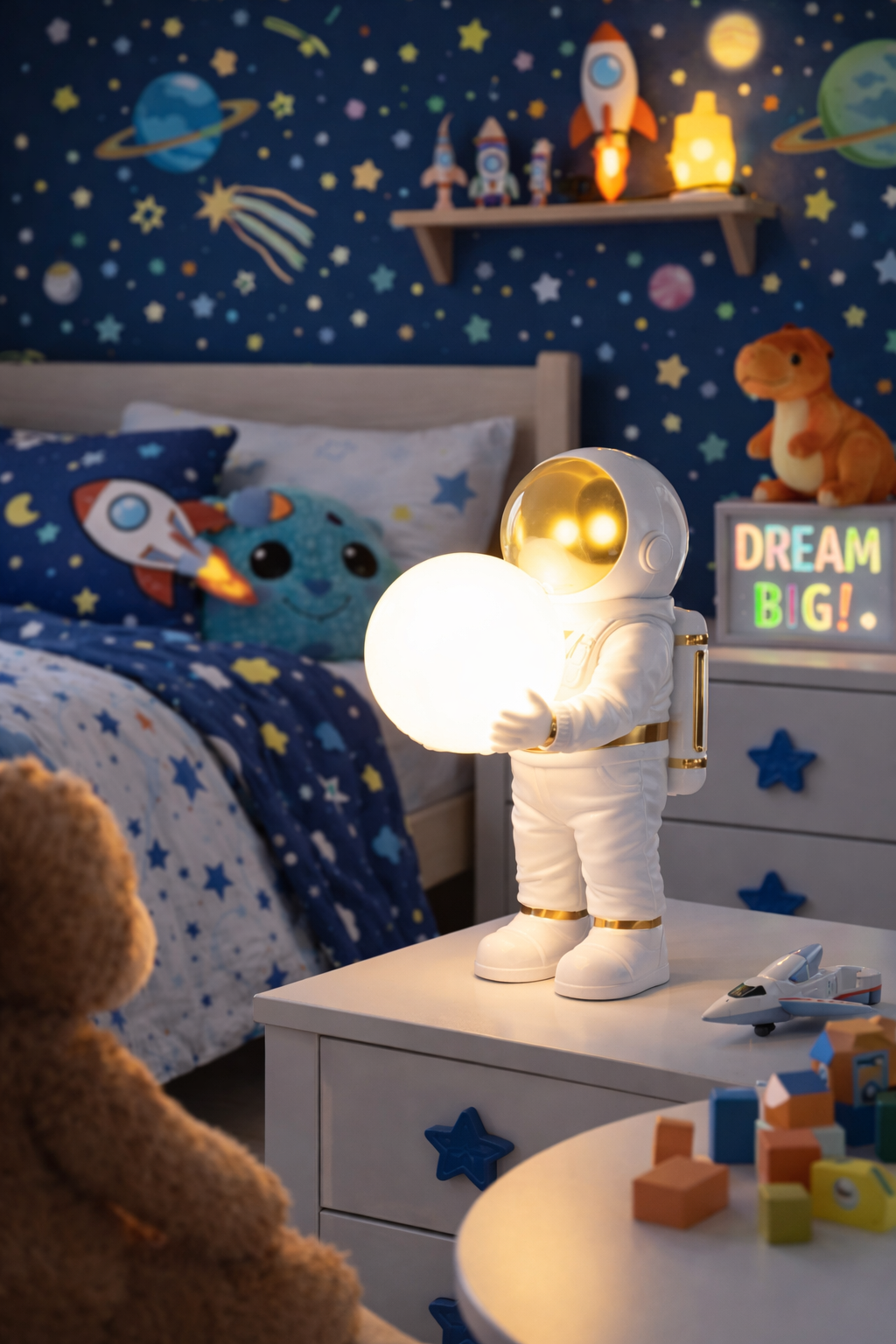 HDC White & Gold Finish Astronaut Decorative Table Lamp