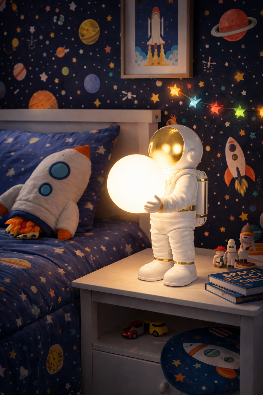 HDC White & Gold Finish Astronaut Decorative Table Lamp