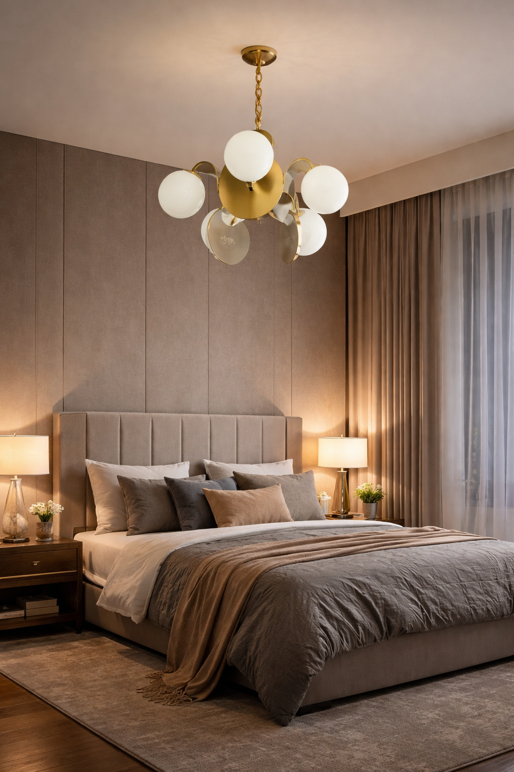 Hdc 5 Lights Modern Luxury Gold & Opal Glass Designer Chandelier Light For Living Room, Hall