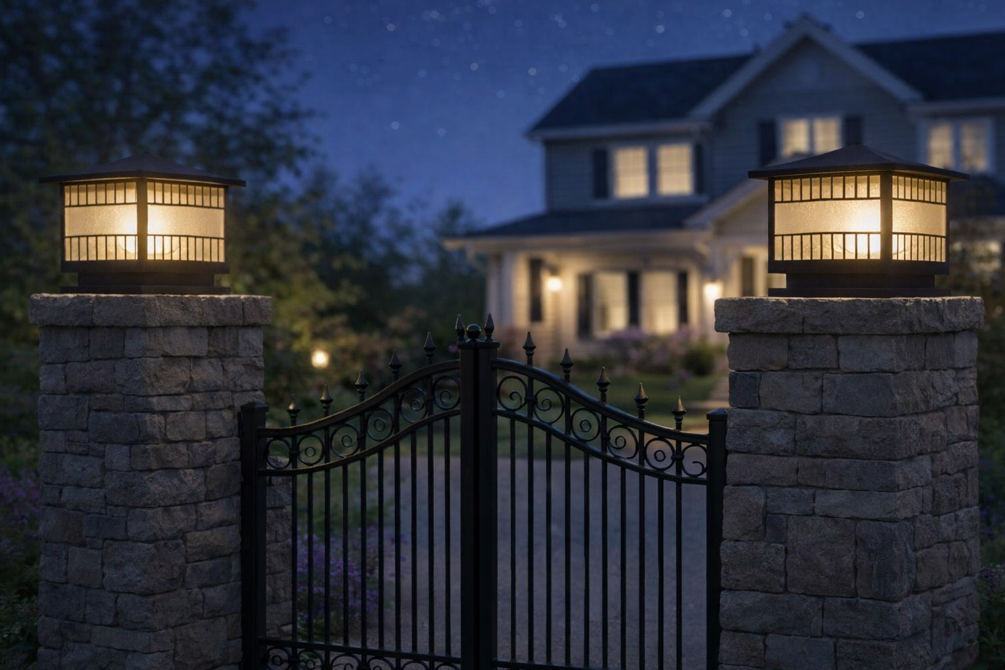 HDC Modern Black Finish, Water-Resistant Outdoor LED Gate Light for Courtyard Door Decorative Lamp