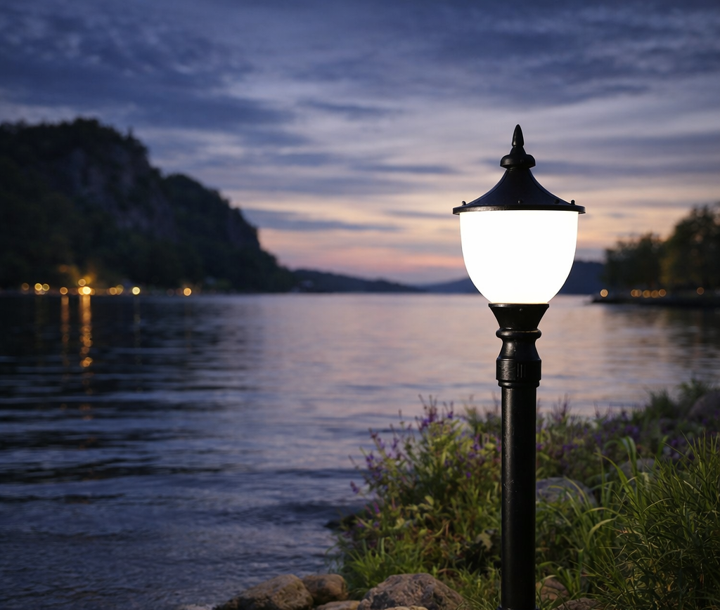 HDC Classic Black Finish Outdoor Gate Light with Milky Diffuser for Garden And Pathway
