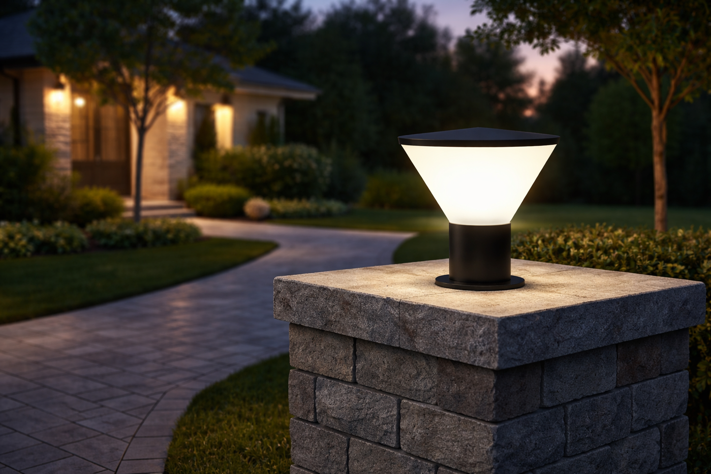 HDC Modern Black Finish, Water-Resistant Outdoor LED Gate Light for Courtyard Door Decorative Lamp