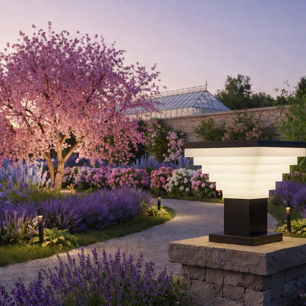 HDC Modern Black Finish, Water-Resistant Outdoor LED Gate Light with Square Top for Courtyard Door Decorative Lamp