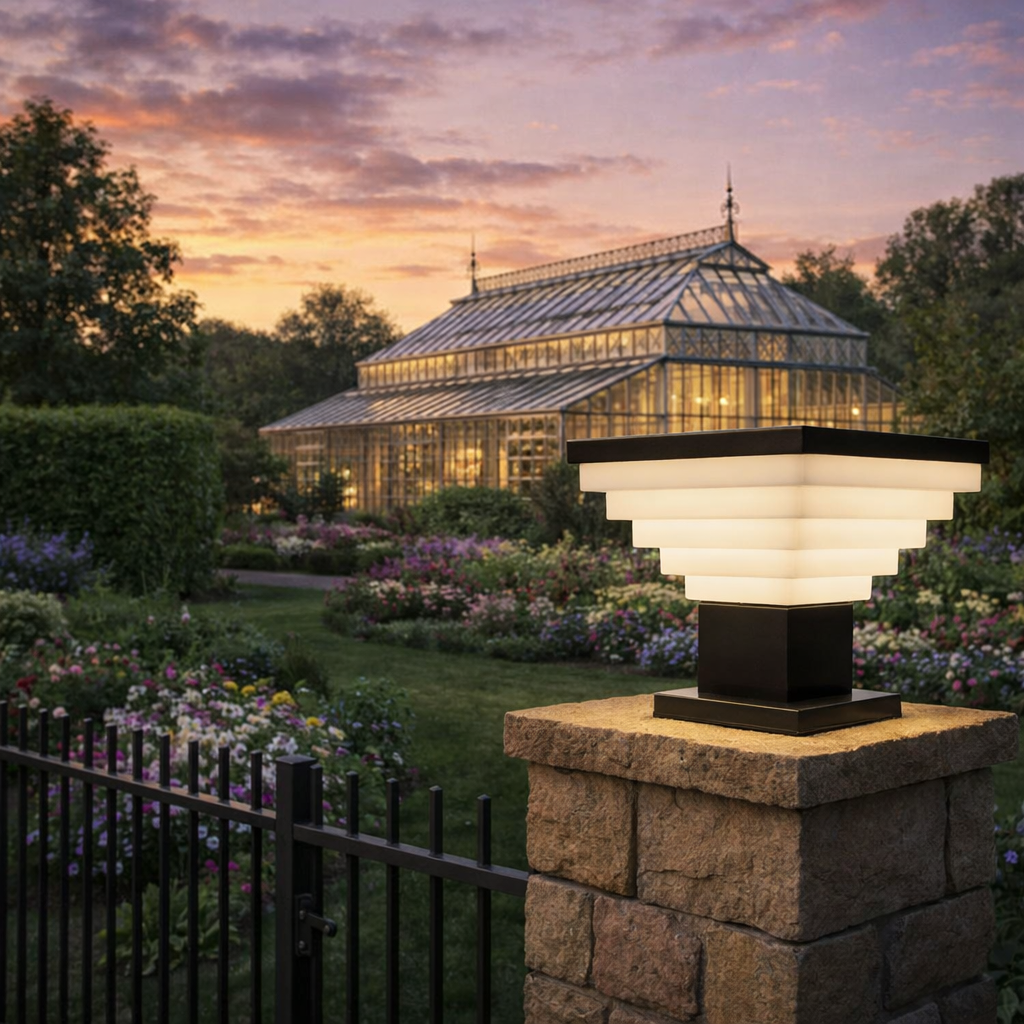 HDC Modern Black Finish, Water-Resistant Outdoor LED Gate Light with Square Top for Courtyard Door Decorative Lamp