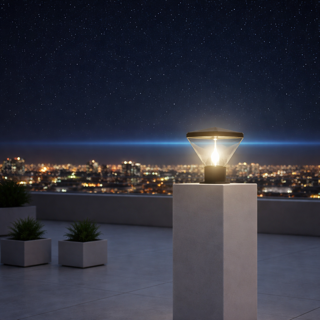 HDC Modern Black Finish, Weather-Resistant Outdoor LED Gate Light with Square Top for Garden & Pathway Light