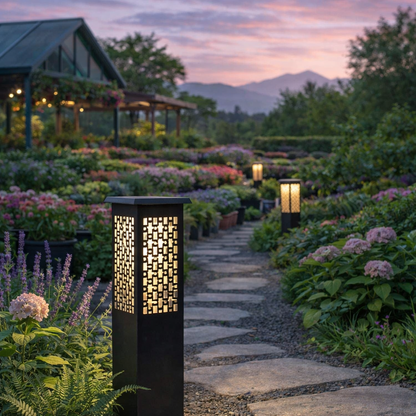 HDC Black Finish Modern Outdoor Metal Bollard Gate Light for Garden & Pathway