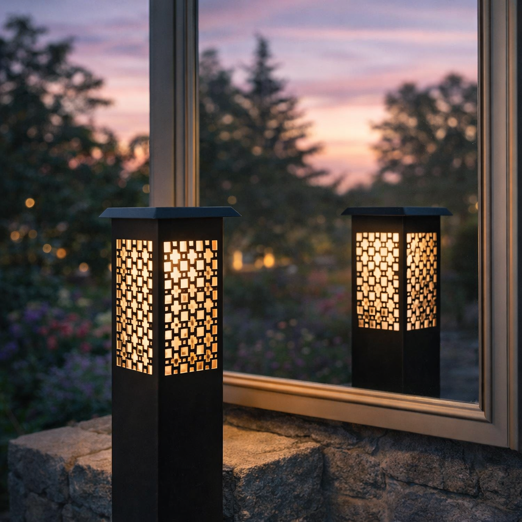 HDC Black Finish Modern Outdoor Metal Bollard Gate Light for Garden & Pathway