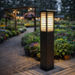 HDC Black Finish Modern Outdoor Metal Bollard Gate Light for Garden & Pathway