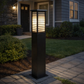 HDC Black Finish Modern Outdoor Metal Bollard Gate Light for Garden & Pathway