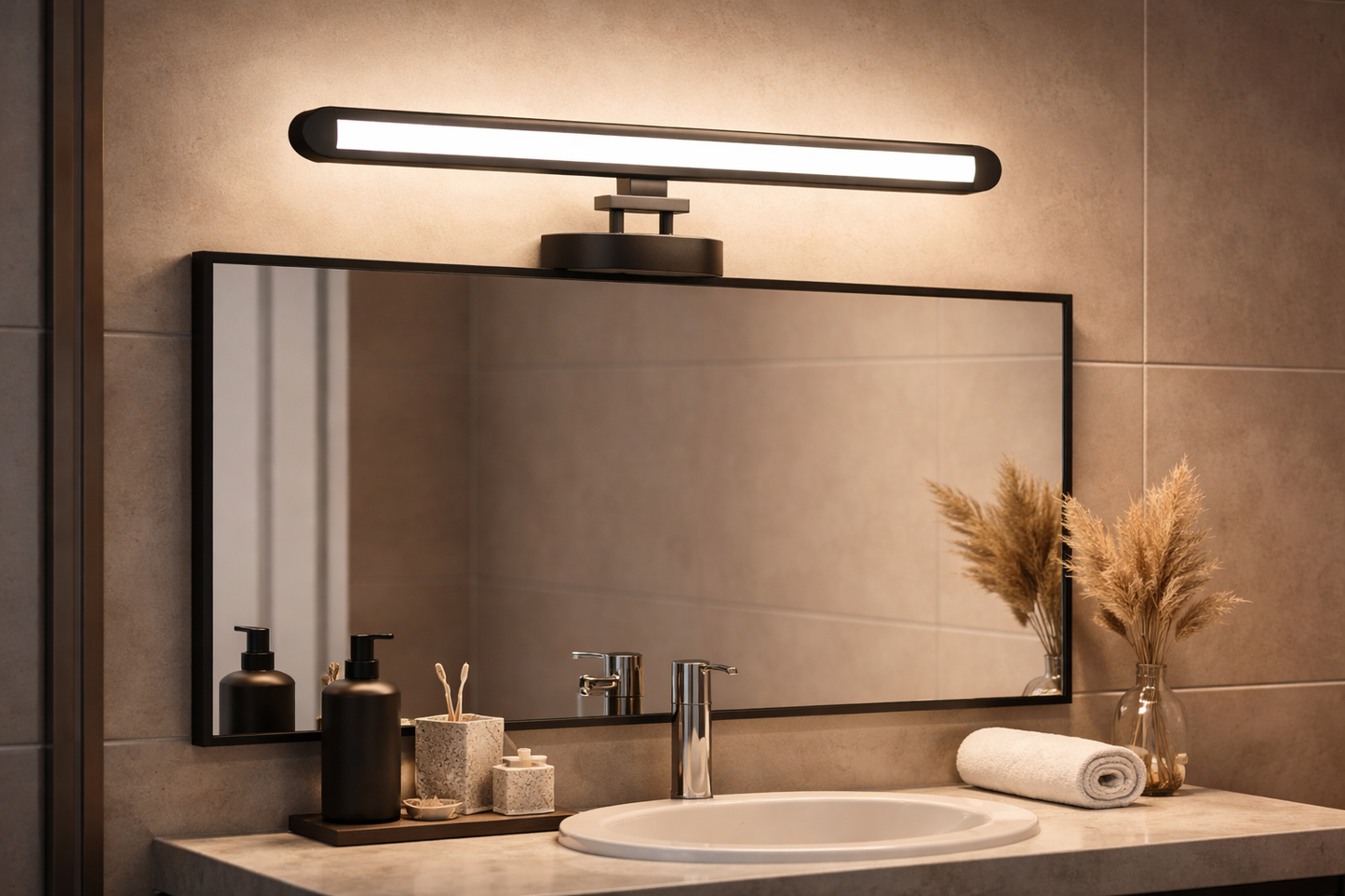 HDC Black Finish Metal Body 3 Step Color Picture Light, Bathroom Vanity Led Mirror Light (Warm White,White,Neutral White)