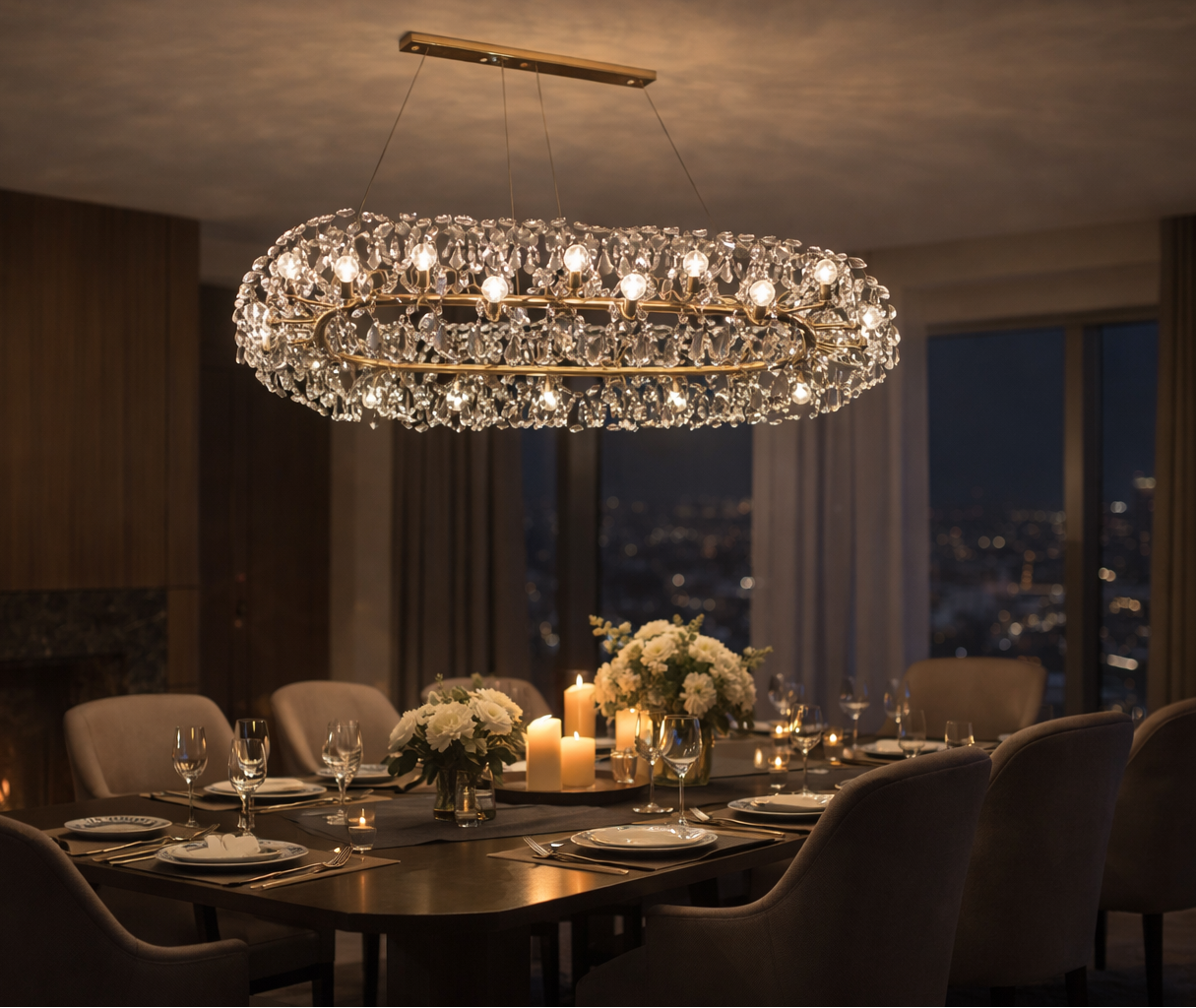 HDC 1000mm Crystal Design Luxury Oval Chandelier Light for Dining