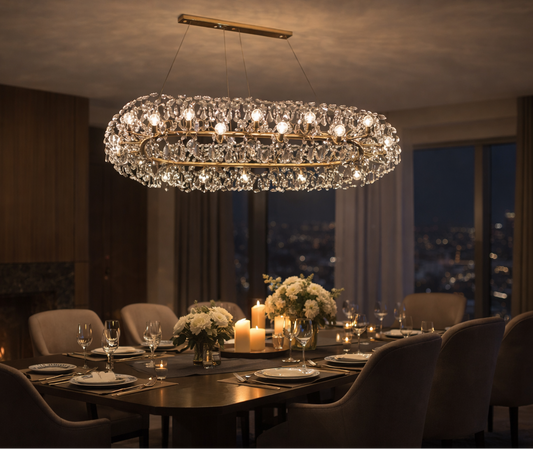 HDC 1100mm Crystal Design Luxury Oval Chandelier Light for Dining