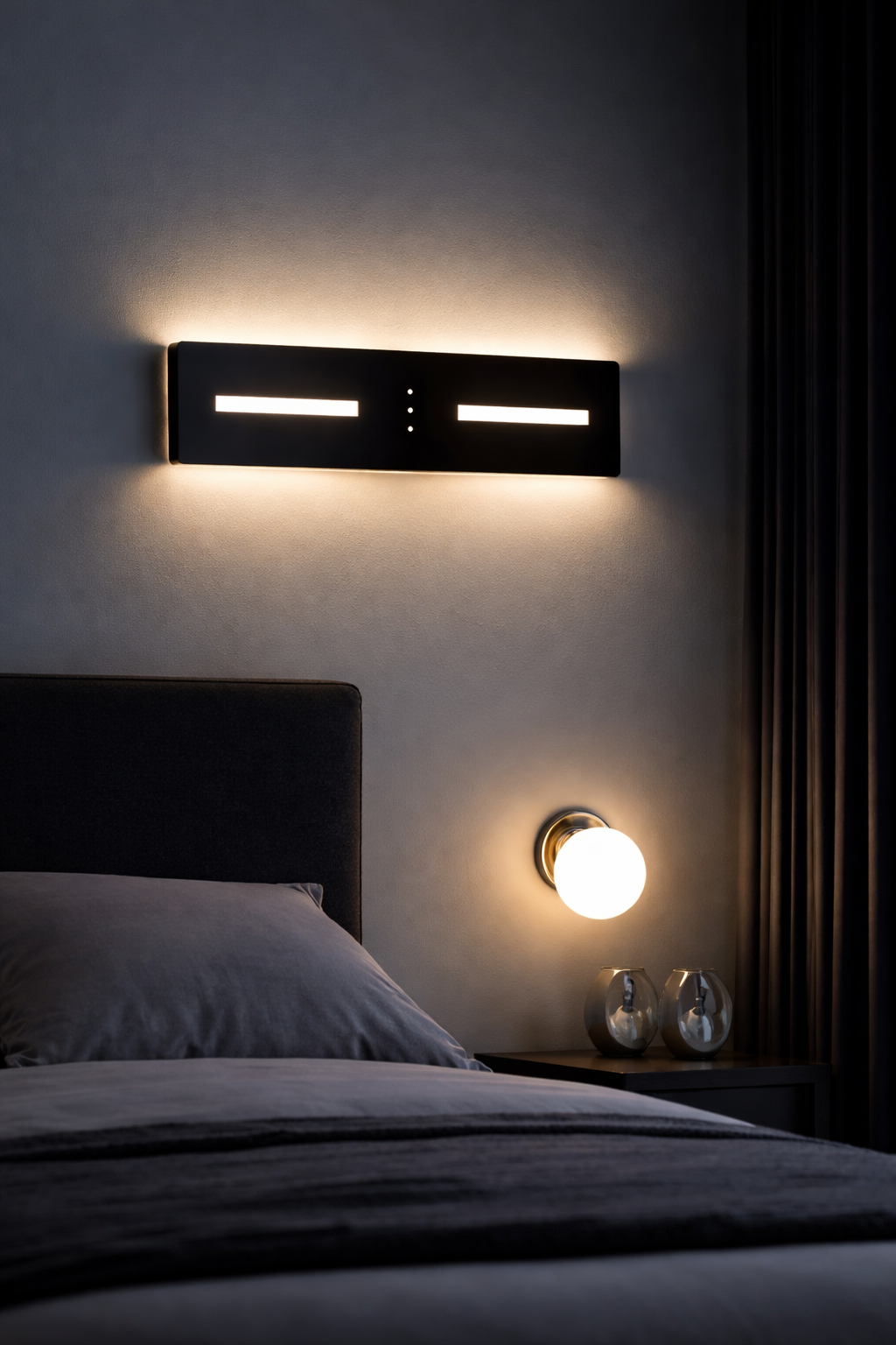 HDC Modern Matte Black Finish Touch Sensor LED Contemporary Indoor Wall Lamp