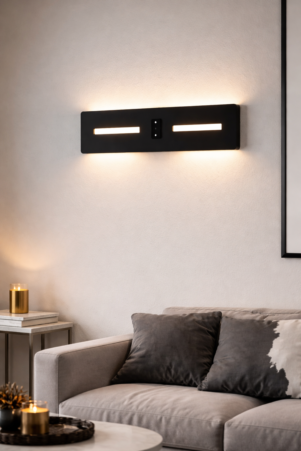 HDC Modern Matte Black Finish Touch Sensor LED Contemporary Indoor Wall Lamp