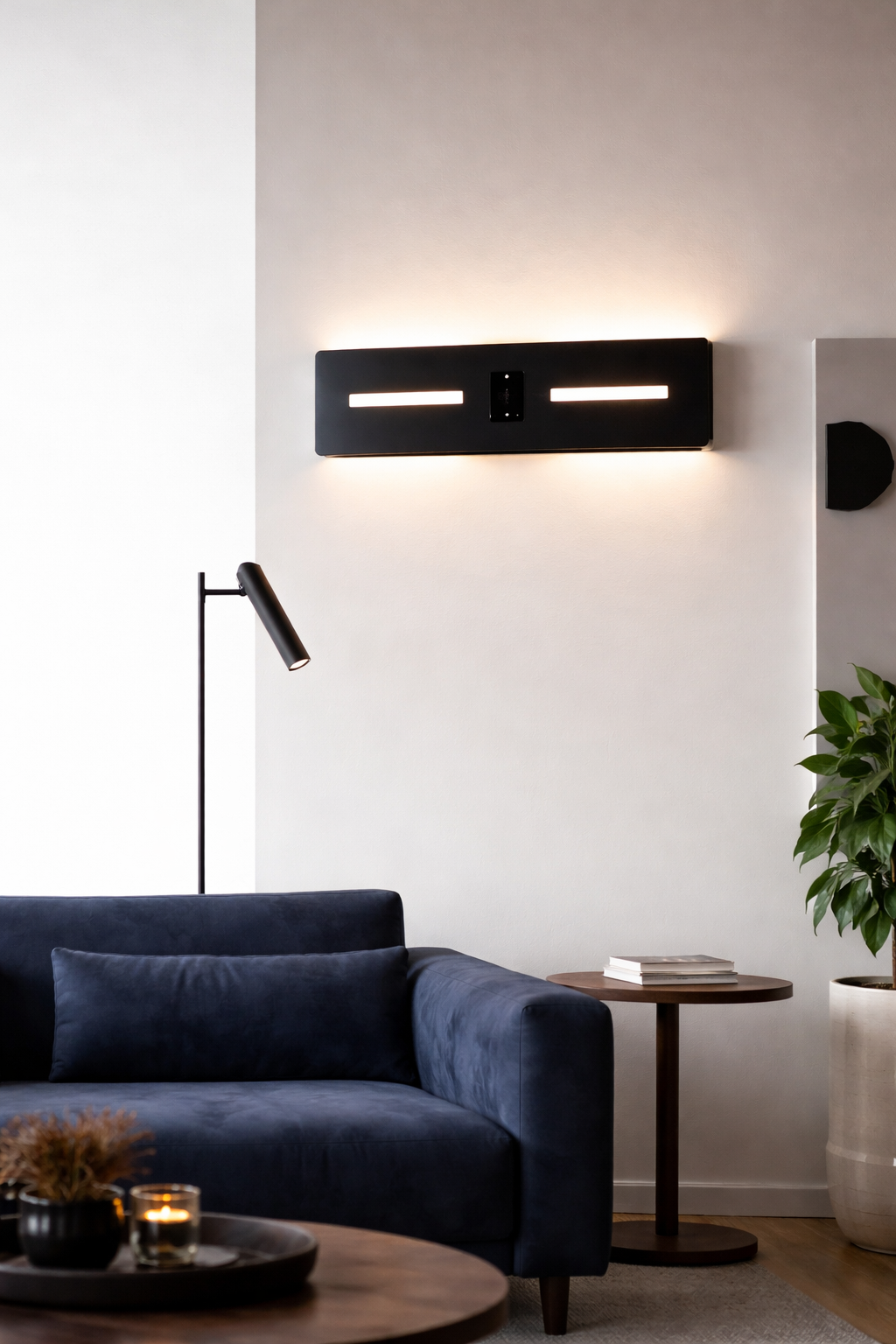 HDC Modern Matte Black Finish Touch Sensor LED Contemporary Indoor Wall Lamp