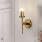 Ojaro 1 Light Antique Brass Clear Glass Long Wall Light- Warm White