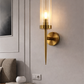 Ojaro 1 Light Antique Brass Clear Glass Long Wall Light- Warm White